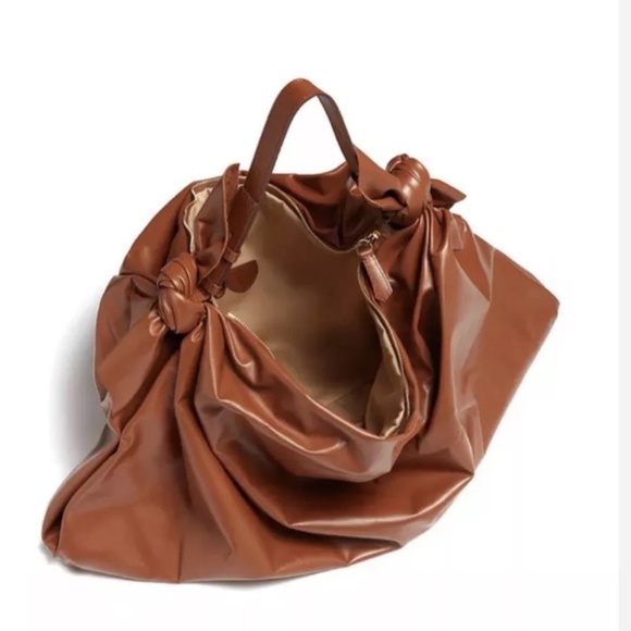 Mark Cross Scarf Hobo Bag Smooth Leather Acorn Brown NWT Made in Italy - Picture 2 of 7